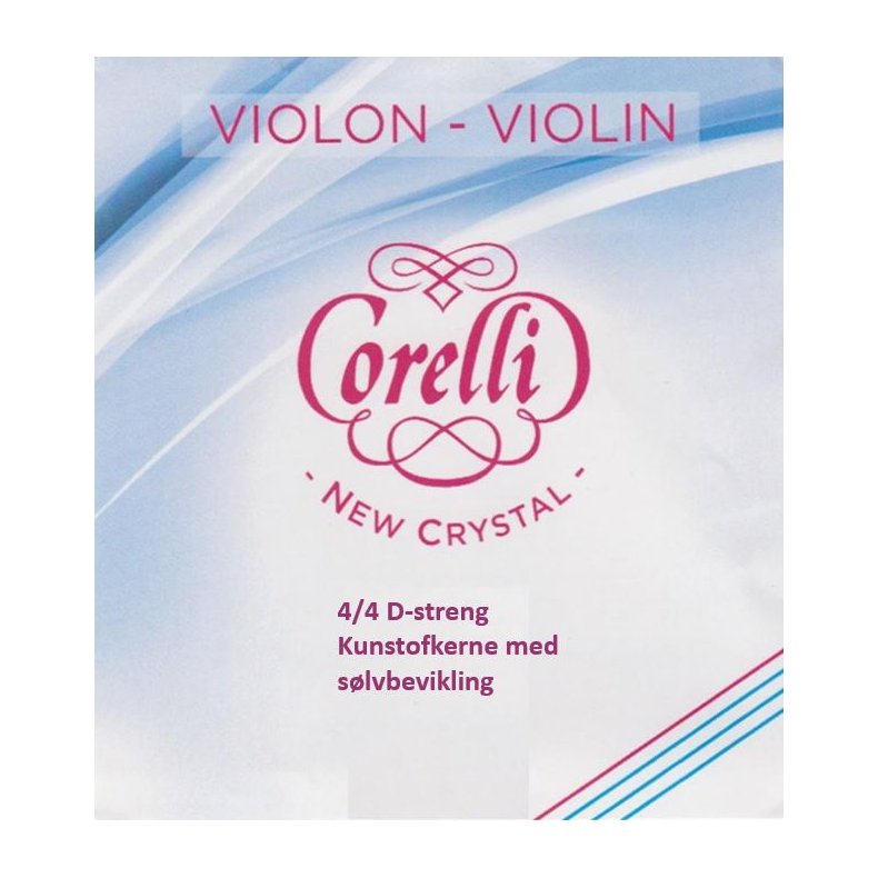 Corelli Crystal, Violin D-streng, 4/4, Kunststofkerne med slvbevikling